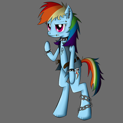 Size: 500x500 | Tagged: safe, artist:1m4g1n4t0r, rainbow dash, pegasus, pony, bipedal, piercing, punk