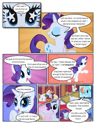 Size: 612x792 | Tagged: safe, artist:newbiespud, edit, edited screencap, screencap, prince blueblood, rainbow dash, rarity, pegasus, pony, unicorn, comic:friendship is dragons, friendship is magic, season 1, comic, eyes closed, female, hooves, horn, horn ring, male, mare, open mouth, screencap comic, stallion, starry eyes, sunburst background, wingding eyes