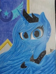 Size: 3096x4128 | Tagged: safe, artist:ironbeastz, princess luna, alicorn, pony, bust, female, high res, mare, portrait, solo, traditional art