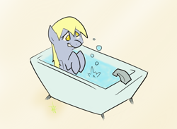 Size: 750x550 | Tagged: safe, artist:ponchuzn, derpy hooves, pegasus, pony, bath, bathtub, bubble, fart, farting bubbles, female, mare, solo