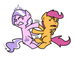 Size: 700x550 | Tagged: safe, artist:ponchuzn, diamond tiara, scootaloo, fight, sissy slap fight