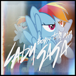 Size: 800x800 | Tagged: safe, artist:adrianimpalamata, rainbow dash, pegasus, pony, born this way, cover, crossover, lady gaga, song reference