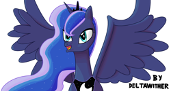 Size: 2968x1590 | Tagged: safe, princess luna, alicorn, pony, female, mare, simple background, solo, spread wings, white background, wings