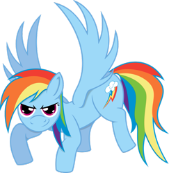 Size: 881x907 | Tagged: safe, artist:baka-neku, rainbow dash, pegasus, pony, crouching, female, mare, simple background, smiling, solo, spread wings, transparent background, wings