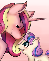 Size: 952x1171 | Tagged: safe, artist:kysimon, princess cadance, princess flurry heart, alicorn, pony, baby, baby pony, female, filly, mama cadence, mother and child, mother and daughter, parent and child