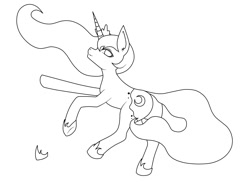 Size: 1575x1149 | Tagged: safe, artist:chagold, princess luna, alicorn, pony, female, horn, mare, monochrome, solo