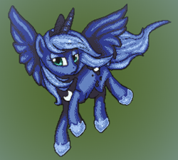 Size: 1200x1080 | Tagged: safe, artist:3luk, princess luna, alicorn, pony, female, mare, pixel art, s1 luna, solo, spread wings, wings