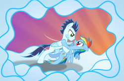 Size: 1600x1050 | Tagged: safe, artist:thunderelemental, rainbow dash, soarin', pegasus, pony, female, male, shipping, soarindash, straight