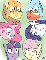 Size: 925x1205 | Tagged: safe, artist:taco-slayer, derpibooru import, applejack, fluttershy, pinkie pie, rainbow dash, rarity, twilight sparkle, earth pony, pegasus, pony, unicorn, mane six