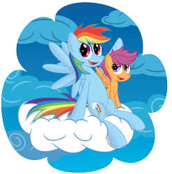 Size: 7597x7698 | Tagged: safe, artist:mysteriouskaos, rainbow dash, scootaloo, pegasus, pony, absurd resolution, female, mare, wings