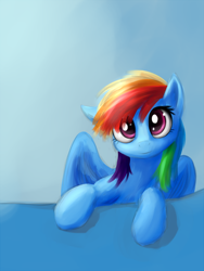 Size: 750x1000 | Tagged: safe, artist:sokolas, rainbow dash, pegasus, pony, female, gradient background, mare, solo