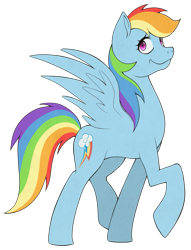 Size: 687x900 | Tagged: safe, artist:stalkerpony, rainbow dash, pegasus, pony, female, mare, simple background, smiling, solo, transparent background, walking