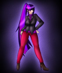 Size: 1200x1400 | Tagged: safe, artist:fatcakes, twilight sparkle, high heel boots, humanized, ponytail, solo