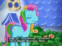 Size: 640x480 | Tagged: safe, rainbow dash, rainbow dash (g3), g3, the runaway rainbow, rainbows, solo, subtitles