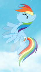 Size: 1800x3200 | Tagged: safe, artist:elsdrake, rainbow dash, pegasus, pony, cloud, cute, dashabetes, eyes closed, female, flying, solo