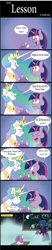 Size: 967x4630 | Tagged: safe, artist:cheerfulcolors, derpibooru import, princess celestia, princess flurry heart, princess luna, twilight sparkle, twilight sparkle (alicorn), alicorn, pony, spoiler:s06, auntie twilight, comic, dialogue, female, lesson, mare, teacher, trolluna