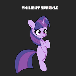 Size: 1280x1280 | Tagged: safe, artist:turtlefarminguy, derpibooru import, twilight sparkle, unicorn twilight, pony, unicorn, bipedal, black background, cute, female, filly, missing cutie mark, simple background, smiling, solo, undertale, younger