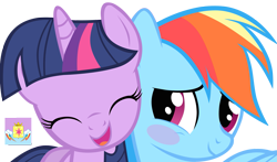 Size: 1999x1179 | Tagged: safe, artist:yourfavoritesenpai, derpibooru import, rainbow dash, twilight sparkle, pegasus, pony, blushing, fall for you, female, lesbian, shipping, simple background, transparent background, twidash, vector