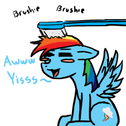 Size: 500x500 | Tagged: safe, artist:devious-stylus, rainbow dash, pegasus, pony, aw yiss, brushie, doodle, toothbrush, wingboner