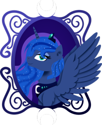 Size: 1024x1257 | Tagged: safe, artist:spokenmind93, princess luna, alicorn, pony, bust, lineless, portrait, simple background, solo, spread wings, transparent background, wings