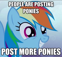 Size: 625x576 | Tagged: safe, edit, edited screencap, screencap, rainbow dash, pegasus, pony, female, image macro, mare, meme, mods are asleep, mods are asleep post ponies, post ponies, solo, text, watermark