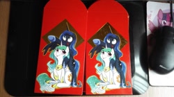 Size: 960x539 | Tagged: safe, artist:yukandasama, derpibooru import, princess celestia, princess luna, twilight sparkle, twilight sparkle (alicorn), alicorn, pony, ang pow, chinese new year, female, happy new year, mare, red envelope, red packets