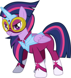 Size: 6000x6593 | Tagged: safe, artist:byteslice, derpibooru import, masked matter-horn, twilight sparkle, twilight sparkle (alicorn), alicorn, pony, power ponies (episode), absurd resolution, female, goggles, looking at you, mare, power ponies, simple background, smiling, smirk, solo, spandex, transparent background, vector