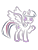 Size: 1024x1365 | Tagged: safe, artist:chrzanek97, derpibooru import, twilight sparkle, twilight sparkle (alicorn), alicorn, pony, female, hooves, horn, lineart, mare, raised eyebrow, simple background, smiling, solo, spread wings, transparent background, wings