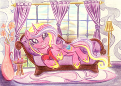 Size: 1700x1204 | Tagged: safe, artist:pedrohander, princess cadance, alicorn, pony, draw me like one of your french girls, heart, solo, traditional art