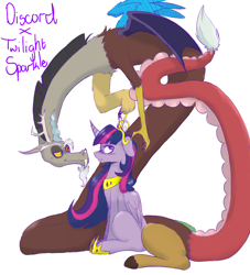 Size: 1000x1100 | Tagged: safe, artist:unlocked-shenanigans, derpibooru import, discord, twilight sparkle, twilight sparkle (alicorn), alicorn, pony, discolight, female, male, mare, shipping, straight