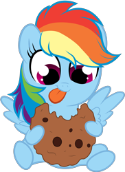 Size: 5000x6852 | Tagged: safe, artist:stepandy, rainbow dash, pegasus, pony, absurd resolution, cookie, cute, filly, simple background, solo, tongue out, transparent background, vector