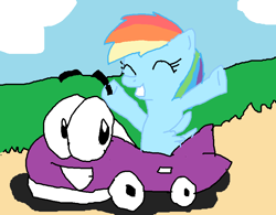 Size: 815x635 | Tagged: safe, artist:sp19047, rainbow dash, pegasus, pony, car, convertible, crossover, humongous entertainment, putt-putt