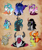 Size: 1500x1800 | Tagged: safe, artist:shimazun, discord, dragon lord ember, king sombra, lord tirek, princess cadance, princess celestia, princess ember, princess luna, queen chrysalis, thorax, alicorn, changedling, changeling, changeling queen, draconequus, dragon, pony, unicorn, alternate hairstyle, alternate universe, dragoness, female, king thorax, middle ages, middle ages au, nose piercing, nose ring, piercing, royal sisters, scar, story included