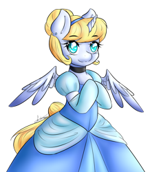 Size: 1134x1209 | Tagged: safe, artist:fatcakes, alicorn, pony, bipedal, cinderella, clothes, disney, disney princess, dress, ponified, simple background, solo, transparent background