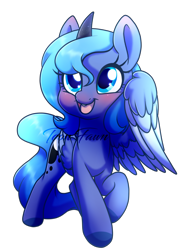 Size: 1200x1600 | Tagged: safe, artist:sweetsugarfawn, princess luna, alicorn, pony, cute, female, filly, lunabetes, simple background, solo, transparent background, watermark, woona, younger