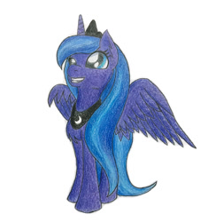 Size: 1000x1064 | Tagged: safe, artist:vaser888, princess luna, alicorn, pony, smiling, solo, spread wings, traditional art, wings