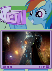 Size: 438x603 | Tagged: safe, rainbow dash, pegasus, pony, exploitable meme, gipsy danger, pacific rim, tv meme