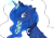 Size: 1024x724 | Tagged: safe, artist:aurasinchaser, princess luna, alicorn, pony, bust, feather, magic, portrait, solo