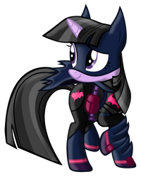 Size: 2057x2574 | Tagged: safe, artist:ancientkale, artist:joeycrick, derpibooru import, twilight sparkle, arkham city, batgirl, batman, batmare, crossover, dc comics, simple background, solo, transparent background, voice actor joke