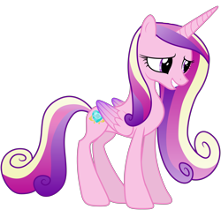 Size: 6336x6044 | Tagged: safe, artist:stillfire, edit, editor:slayerbvc, princess cadance, alicorn, pony, three's a crowd, absurd resolution, accessory-less edit, barehoof, female, grin, mare, missing accessory, simple background, smiling, solo, transparent background, vector, vector edit