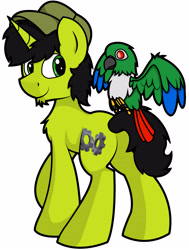 Size: 2754x3650 | Tagged: safe, artist:luximus17, parrot, pony, unicorn, jacques, jontron, jontron thread, ponified, simple background, smiling