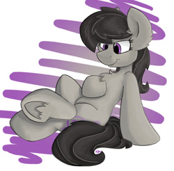 Size: 801x788 | Tagged: safe, artist:luximus17, octavia melody, earth pony, pony, chest fluff, missing accessory, reclining, sitting, solo, underhoof