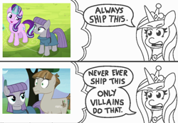 Size: 916x637 | Tagged: safe, artist:threetwotwo32232, edit, edited screencap, screencap, maud pie, mudbriar, princess cadance, starlight glimmer, alicorn, pony, rock solid friendship, the maud couple, always ship this, female, male, maudbriar, meme, my hero academia, shipping, straight