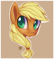 Size: 1024x1126 | Tagged: safe, artist:fensu-san, applejack, earth pony, pony, bust, portrait, smiling, solo