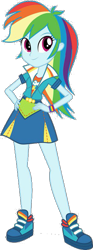 Size: 301x807 | Tagged: safe, derpibooru import, rainbow dash, equestria girls, friendship games, canterlot high, clothes, hand on hip, looking at you, official, school spirit, shoes, simple background, skirt, solo, transparent background, vector, wondercolts