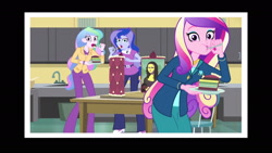 Size: 1920x1080 | Tagged: safe, screencap, dean cadance, princess cadance, princess celestia, princess luna, principal celestia, vice principal luna, equestria girls, cake, food, right there in front of me