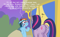 Size: 894x548 | Tagged: safe, rainbow dash, twilight sparkle, pegasus, pony, unicorn, duo, duo female, female, mare, plot