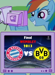 Size: 563x771 | Tagged: safe, artist:rodriguez, rainbow dash, pegasus, pony, 2013, bayern munich, borussia dortmund, exploitable meme, final wembley, football, tv meme, uefa champions league