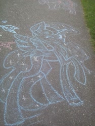 Size: 1536x2048 | Tagged: safe, artist:lixthefork, princess luna, alicorn, pony, chalk drawing, photo, solo, traditional art