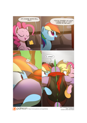 Size: 3541x5016 | Tagged: safe, artist:gashiboka, derpibooru import, applejack, pinkie pie, rainbow dash, spike, dragon, earth pony, pegasus, pony, comic:recall the time of no return, comic, group hug, patreon, patreon logo